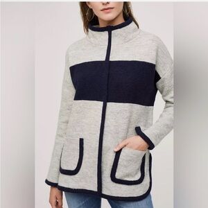 Anthropologie Moth Colorblocked 100% Wool Sweater Coat Women Small